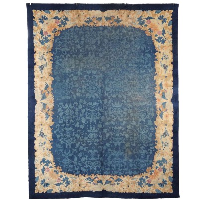 Tapis Vintage Pékin Déco Chine Coton Noeud Gros Fait à la Main