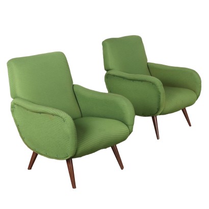 Fauteuils Vintage des Années 50-60 Bois de Hêtre Teinté Tissu