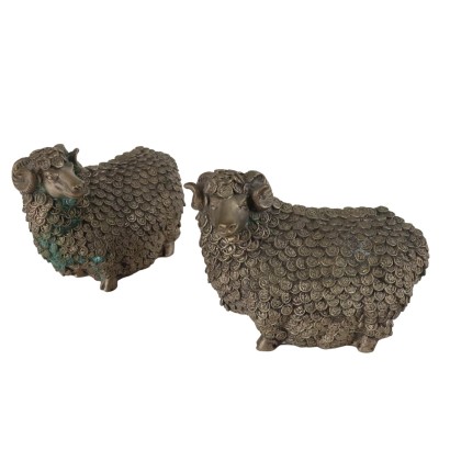 Pair of Vintage Rams '900 - 2000s Metal Objects