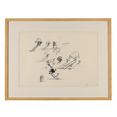 Oeuvre Contemporaine G. Pardi 1969 Sans Titre Encre sur Papier