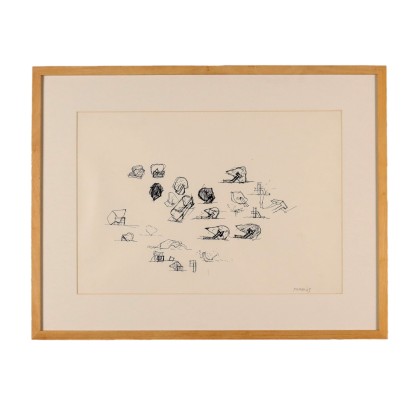 Oeuvre Contemporaine G. Pardi 1969 Sans Titre Encre sur Papier