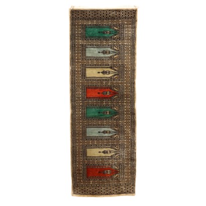 Tapis Vintage Kashmir Pakistan Coton Laine Noeud Fin Fait à Main