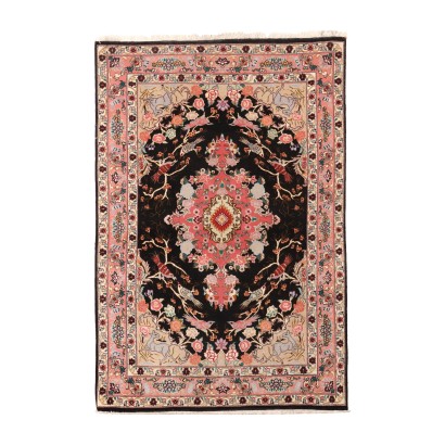 Vintage Tabriz Carpet 60 Raj Iran Cotton Wool Silk Extra Thin Knot