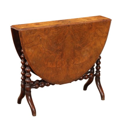 Table Basse Ancienne Édouardienne Début '900 Loupe de Noyer