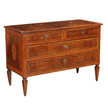 Lombard-Venetian Chest of Drawers Louis XVI Inlays Walnut '700-'800