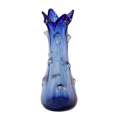 Vase en verre bleu