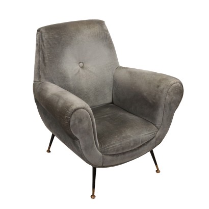 Fauteuil des Années 50-60 Rembourrage Métal Velour Fauteuils Vintage