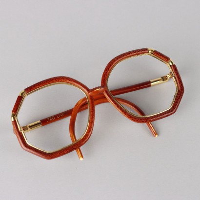 Ted Lapidus Brown and Gold Glasses France Vintage Clothing and Textile