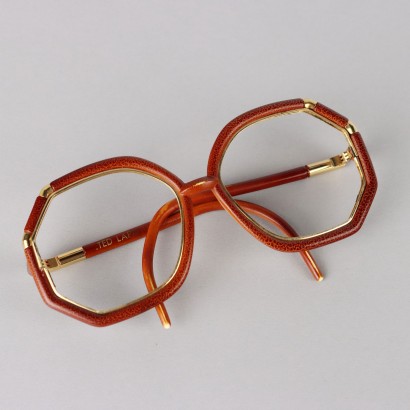 Lunettes Ted Lapidus Marron Or France Vetêments et Textiles Vintage