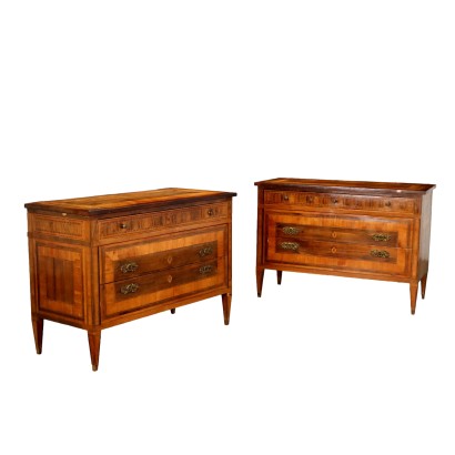 Paire de Commodes Louis XVI Noyer XVIIIe Siècle