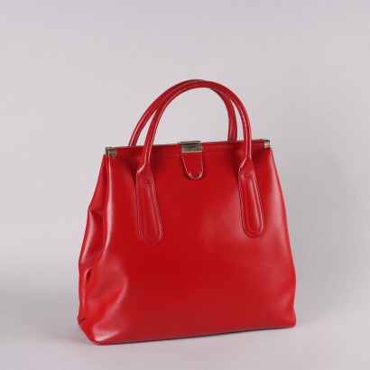 Sac Vintage en Cuir Rouge Italie Années 70