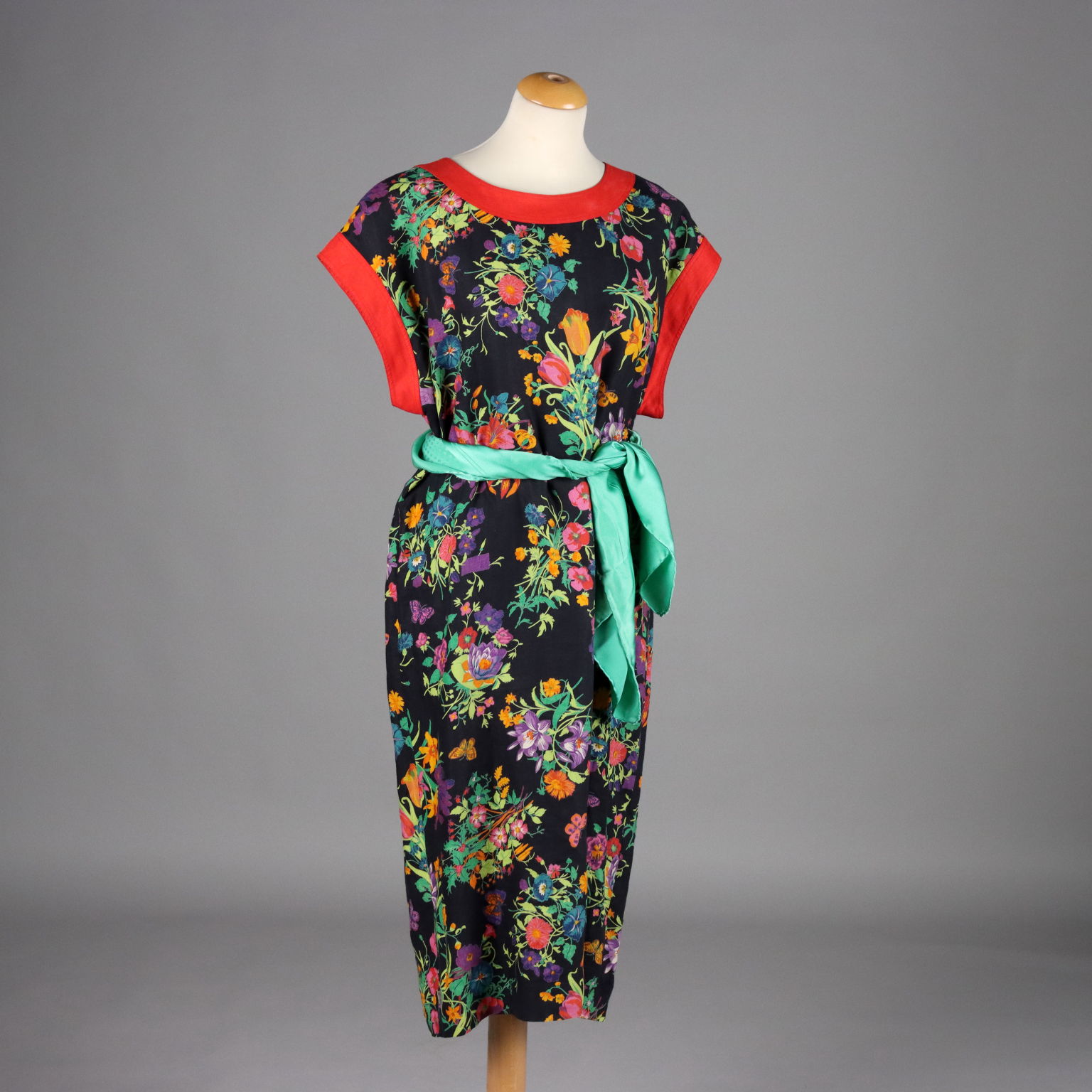 Gucci Abito Vintage in Lino a Fiori Taglia 46 Abbigliamento e Corredi