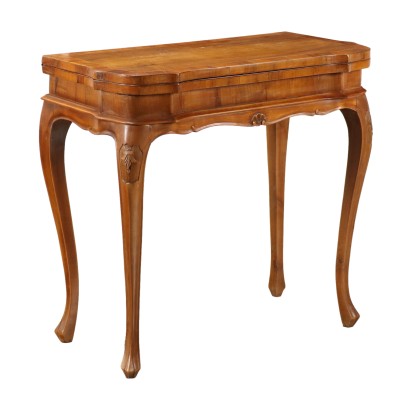 Table à Jeux en Style Baroque Noyer Italie XXe Siècle