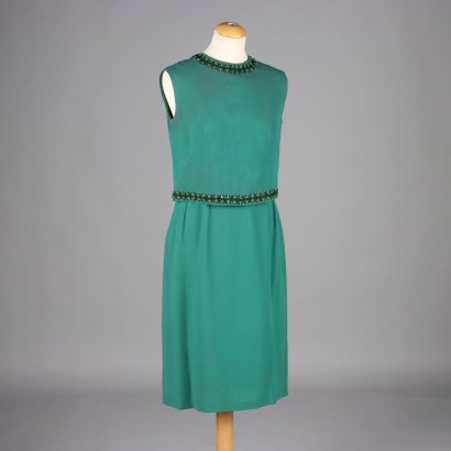Abito Vintage Verde con Ricami