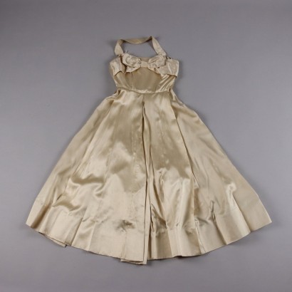 Vintage Satin Dress Ivory Color Size 10 Vintage Clothing and Textiles