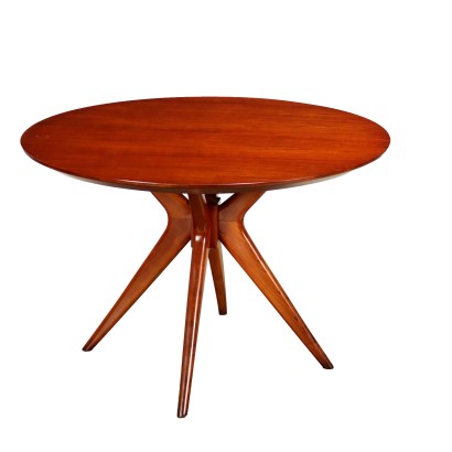 Tisch der 50er Jahre Bemaltes Buchenholz Mahagoni Vintage
