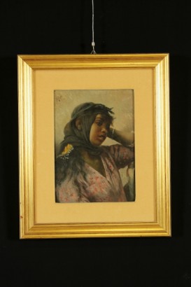 art, 900, 1900, art du XXe siècle, 20 ans, 30 ans, 1920-30, portrait, jeune arabe homme, huile sur carton