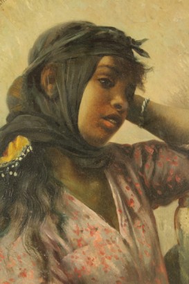 art, 900, 1900, art du XXe siècle, 20 ans, 30 ans, 1920-30, portrait, jeune arabe homme, huile sur carton
