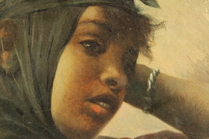 art, 900, 1900, art du XXe siècle, 20 ans, 30 ans, 1920-30, portrait, jeune arabe homme, huile sur carton