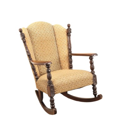 Fauteuil à Bascule Ancien Acajou Rembourrage Europe XIXe Siècle