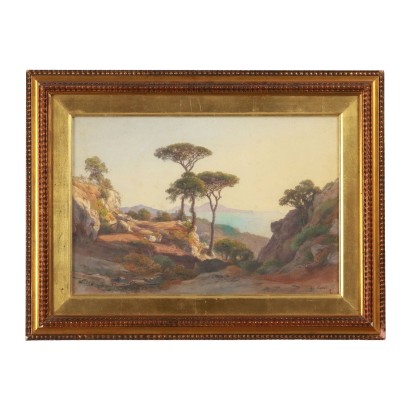 Watercolor Painting by S. Corrodi Glimpse XIX Century