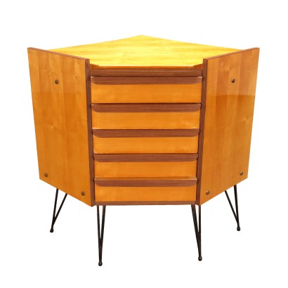 Vintage Corner Unit Ash Veneer Italy 1960s Modernism Furnishing