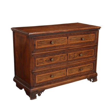 Ancient Baroque Lombard Chest of Drawers Bergamo XVIII Century