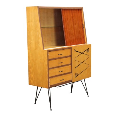Buffet des Années 60 Plaqué en Frêne Acajou Meubles Vintage