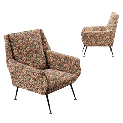 Pair of Armchairs Foam Cloth Italy 1950s-1960s
