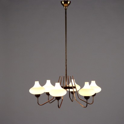 Plafonnier Vintage en Aluminium et Verre des Années 50-60