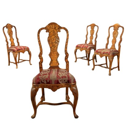 Group of Chais in Baroque Style Walnut Netherlands XIX Century