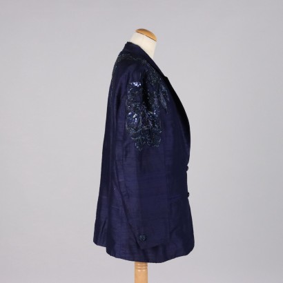 Vintage Blue Silk Shantung Jacket