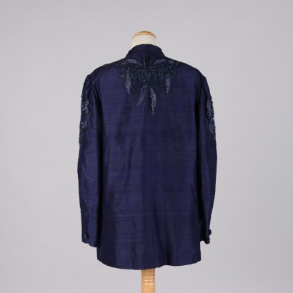 Vintage Blue Silk Shantung Jacket