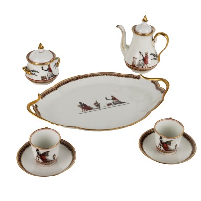 Ancient Tête à Tête Coffee Set Ginori Porcelain 1880 ca