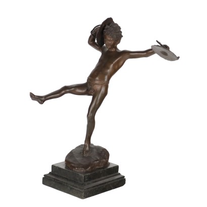 Bronzeskulptur Tanzender Junge Giuseppe Renda Italien XX Jhd