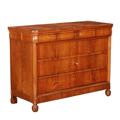 Chest of Drawers Louis Philippe Burl Veneer Italy XIX Century