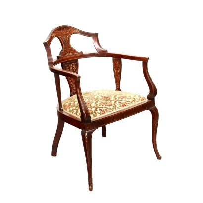 Antiker Sessel aus Ahorne und Mahagoni Polsterung '900