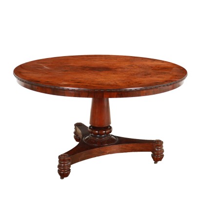 Antiker Runder Tisch aus Mahagoni Exotisches Holz England '800