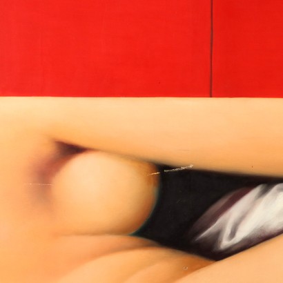 Tableau Contemporain A. Carminati 1970 Nu avec Barrière Huile sur Toil