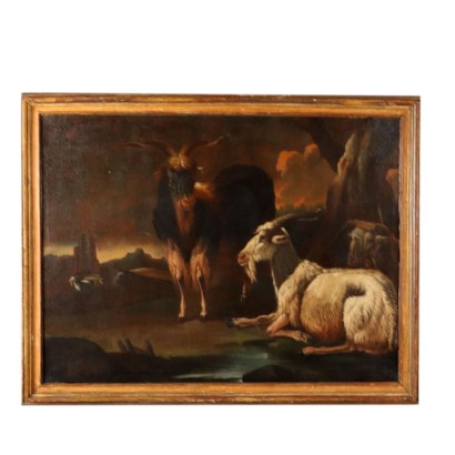Peint avec Scène Pastorale Huile sur Toile XVIIIe Siècle