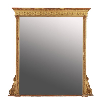 Ancient Mirror Gilded Wood Italy XX Century