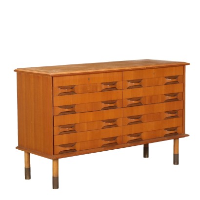 Vintage Chest of Drawers Teak Veneer Brass Italy 1960s