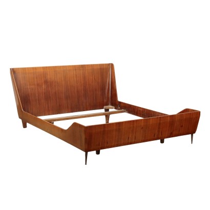 Lit Vintage Plaqué en Bois Exotique Italie Années 1960