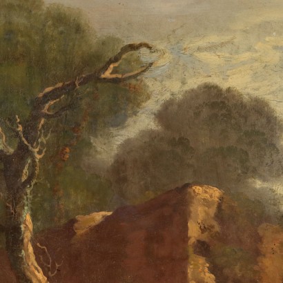 Peinture de paysage avec des troupeaux et des personnages
