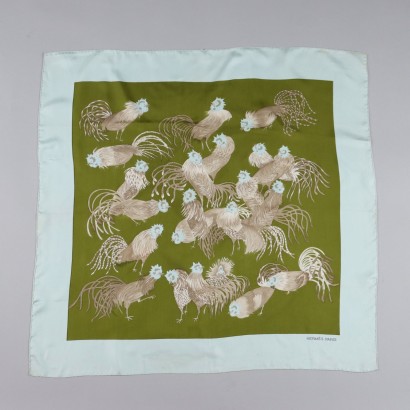 Hermès Scarf the Roosters Silk France 1960s