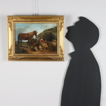 Groupe de quatre tableaux avec scènes Pa,Groupe de quatre scènes pastorales