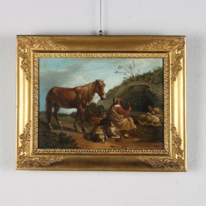 Groupe de quatre tableaux avec scènes Pa,Groupe de quatre scènes pastorales