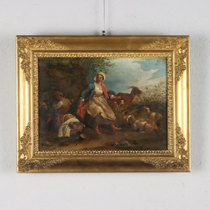 Group of four Paintings with Scenes Pa,Group of four pastoral scenes