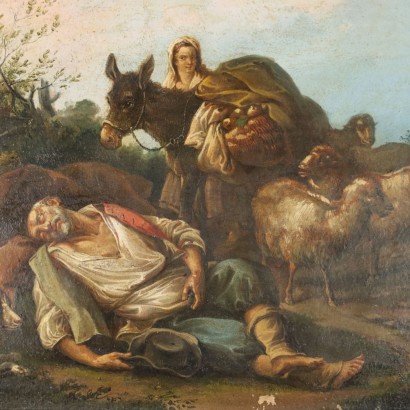 Groupe de quatre tableaux avec scènes Pa,Groupe de quatre scènes pastorales
