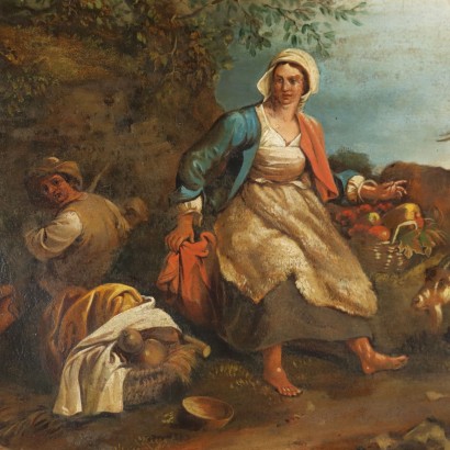 Groupe de quatre tableaux avec scènes Pa,Groupe de quatre scènes pastorales